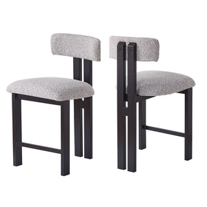 English Elm Christopher Knight Home® - 26.5'' Stylish Round Stools with Low Back - Comfortable Upholstered Seats, Walnut Base, Metal Frame Black+ Gray N780P236628G