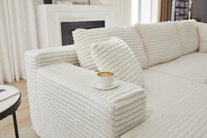 English Elm L-Shaped Modular Sectional Sofa - Plush Corduroy Sleeper, No Assembly, Perfect For Living Spaces! W2339P294926