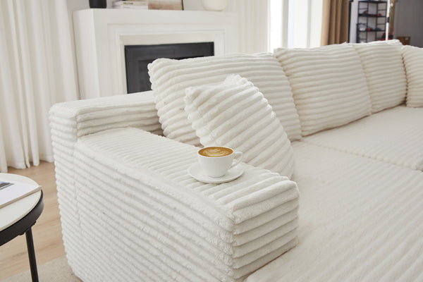 English Elm L-Shaped Modular Sectional Sofa - Plush Corduroy Sleeper, No Assembly, Perfect For Living Spaces! W2339P294926