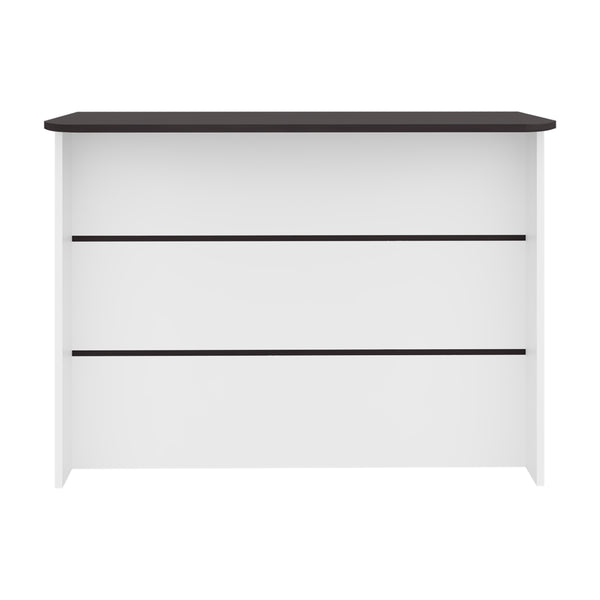 English Elm Kitchen island with 3 open shelves 35.4" H — modern white and black wengue finish, compact storage solution White+Black 52.36 L x 28.74 W x 4.33 H B097P395890