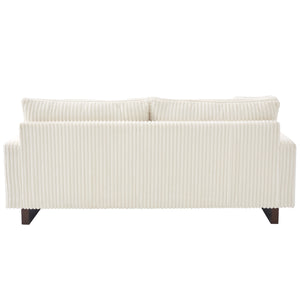 English Elm Modern Corduroy Upholstered Loveseat Sofa with Pocket Springs and Four Accent Pillows Beige N763S000040A