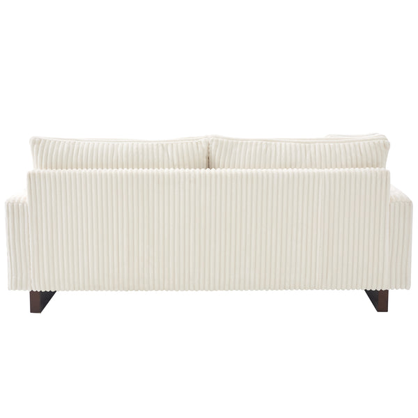 English Elm Modern Corduroy Upholstered Loveseat Sofa with Pocket Springs and Four Accent Pillows Beige N763S000040A