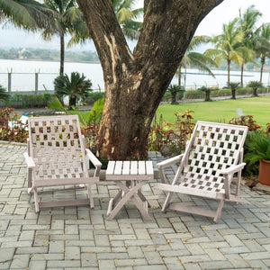 English Elm Pinecrest Outdoor Folding Lounge Chair Recycled Hdpe Reclining Patio Seat with Cushion Ivory B2745P409696