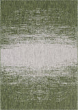 Unique Loom Outdoor Modern Ombre Machine Made Abstract Rug Green, Ivory 7' 1" x 10' 0"