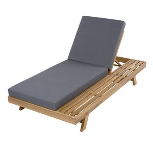 English Elm Lounge Chaise Outdoor Acacia Wood Slatted Frame with Water Resistant Cushion Resort Style Dark Gray,Light Brown N770P442L429CUSHDGRY