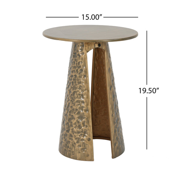 English Elm Indoor Hand-hammered Copper Metal Accent Table Sculptural Glam Side for Living Rooms N772P244903C