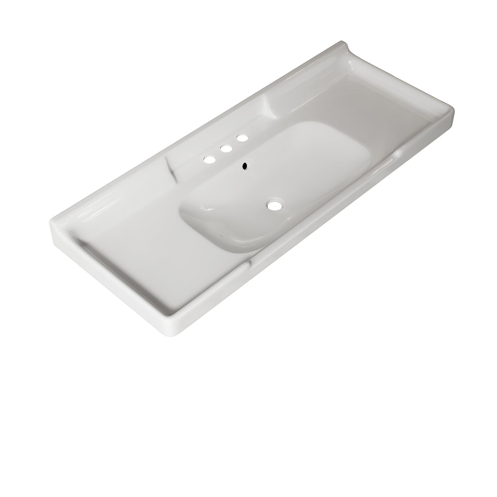 English Elm Vici 48 Inch Ceramic Bathroom Sink Basin with Triple Faucet Holes for Vanity W2615P370907