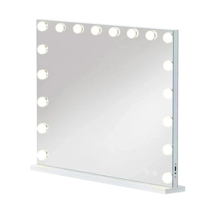 English Elm Vanity Desk Hollywood Mirror 18 Led Bulbs Rgb Strip Bluetooth Speakers 11 Drawers W3660S00003