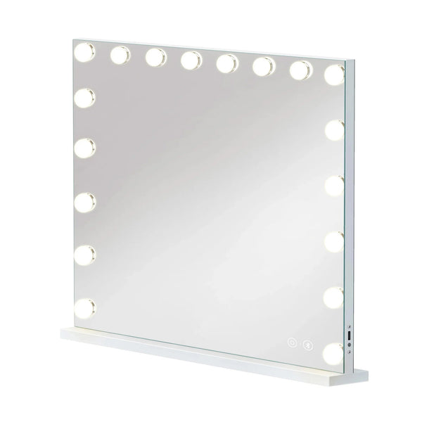 English Elm Vanity Desk Hollywood Mirror 18 Led Bulbs Rgb Strip Bluetooth Speakers 11 Drawers W3660S00003