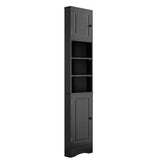 English Elm Multi-Functional Corner Cabinet Tall Bathroom Storage Cabinet With Two Doors and Adjustable Shelves, Open Shelf, Black