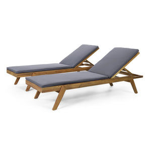 English Elm Christopher Knight Home® - Caily Chaise Lounge Set - Stylish Acacia Wood, Adjustable Recline, Water-Resistant Cushions For Outdoor Bliss 71346.00DGRY