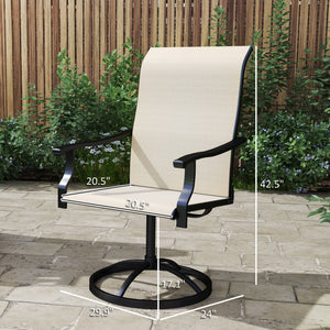 English Elm High Back Swivel Outdoor Patio Chairs with Breathable Mesh and Powder Coated Steel Frame T3971P444463