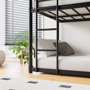 English Elm Triple Triple Twin Bunk Beds Metal Frame Triple-Deck Twin Over Twin Over Twin with 2 Ladders, Full Rail Safety, Space-Saving Design W840P209935