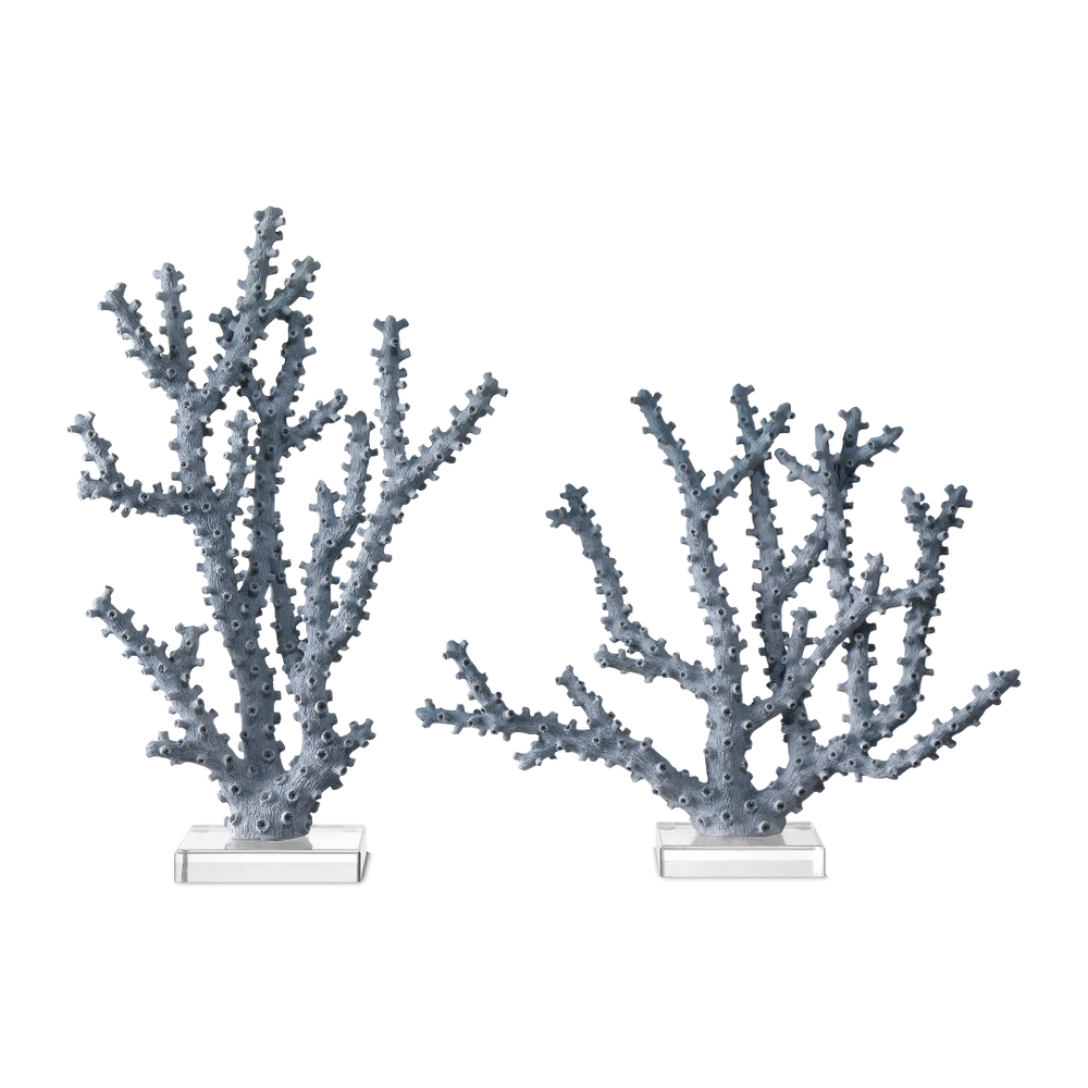 Blue Coral Set of 2 - Stunning Nature-Inspired Decorative Accents for Seaside Homes & Colorful Spaces