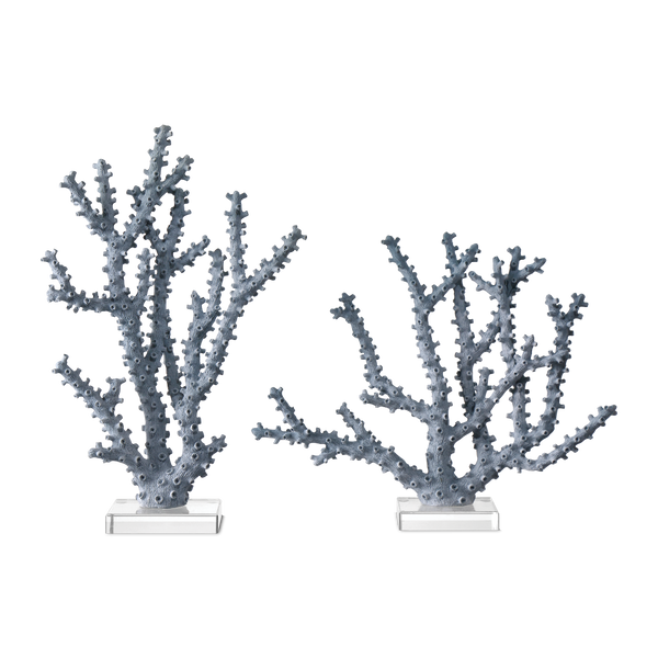 Blue Coral Set of 2 - Stunning Nature-Inspired Decorative Accents for Seaside Homes & Colorful Spaces