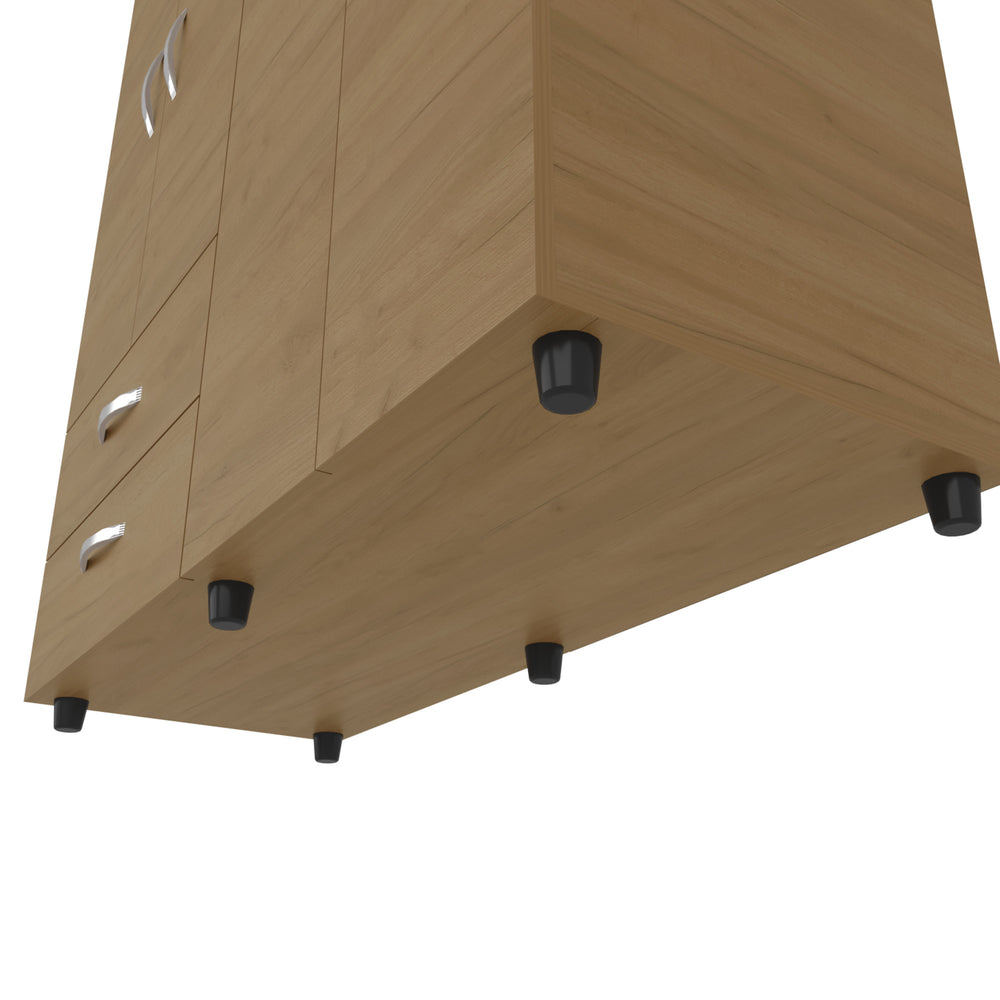 English Elm Ankora Walnut Armoire with 4 Doors, 2 Drawers & Dual Hanging Rods — Spacious, Durable Storage Cabinet for Bedroom, Entryway, Living Room B070S00401