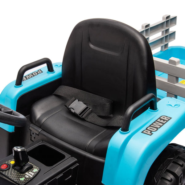 English Elm Ride on Electric Tractor Toy with Trailer 24v 400w Dual Motors Remote Control Led Blue W1578P193906