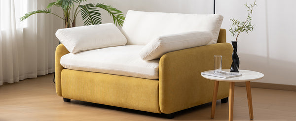 English Elm 50*43" Oversized Chenille Armchair Deep Lounge Seat Modern Minimalist Living Room Chair Cream,Yellow N723S5042L