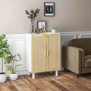 English Elm Homcom Versatile Buffet Cabinet With Rattan Doors, Adjustable Shelves & Boho Charm For Any Space W2225P217719