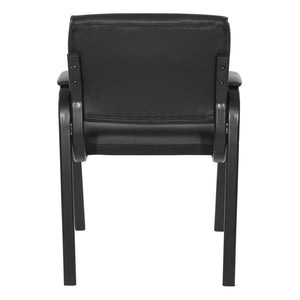 OSP Home Furnishings Guest Chair Faux Leather Office Visitor Seat with Padded Arms and Steel Frame Support Black FL10274-U6