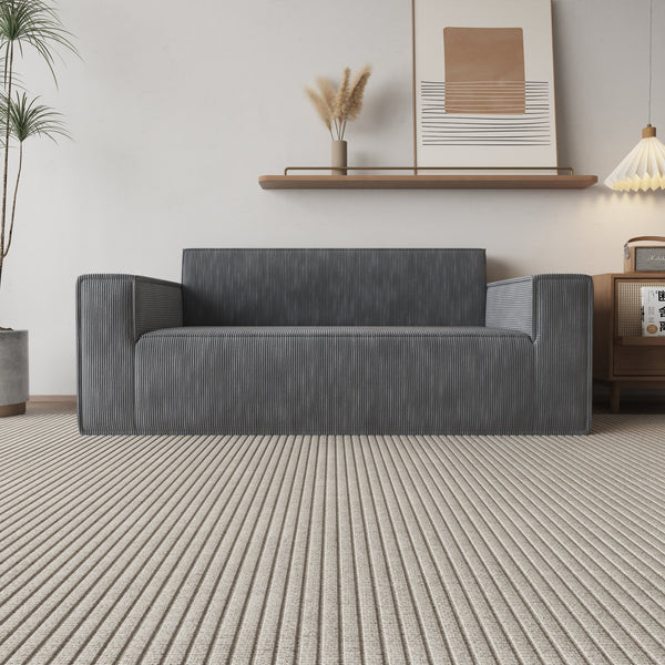 English Elm Sofa-in-a-Box, Memory Foam 3-Seater with Plush Corduroy Upholstery, 25.6" Deep Seat, No Assembly, Gray W1960P336129