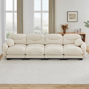 English Elm Pleated Chenille Modular Sofa with Ergonomic Foam Cushions and Sculptural Curved Armrests Beige W5656S00043