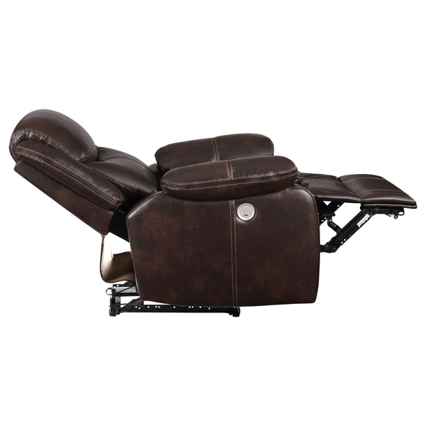 English Elm Salerno Faux Leather Power Recliner Club Chair with Usb Port and Accent Stitching Dark Brown B062P451789