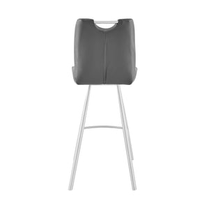 English Elm Tavelle Counter Height Bar Stool 26" - Charcoal Faux Leather, Brushed Stainless Base, Modern Comfort B2736P354361