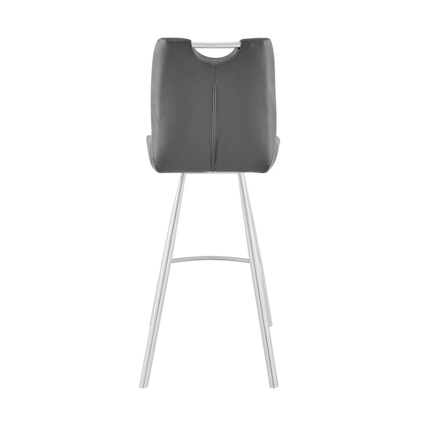 English Elm Tavelle Counter Height Bar Stool 26" - Charcoal Faux Leather, Brushed Stainless Base, Modern Comfort B2736P354361