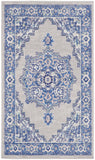 Nourison Whimsicle WHS03 Machine Made Power-loomed Ornamental Border Indoor Only Farmhouse Bohemian Rug Grey Blue, Grey Blue 100% Polypropylene 99446831415