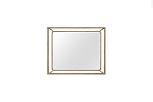 English Elm Mirror Latte Finish Dresser Mirror — Light Brown Solid Wood & MDF Frame with Metal Accents, Modern Chic B2699P226104