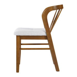 English Elm Mid-century Rubberwood Dining Chairs Windsor Spindle Back Upholstered Set of 2 N768P427477W