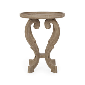 English Elm Christopher Knight Home® - End Table - Elegant French Country Accent Table With Hourglass Design & Natural Faux-Wood Finish N771P239454K