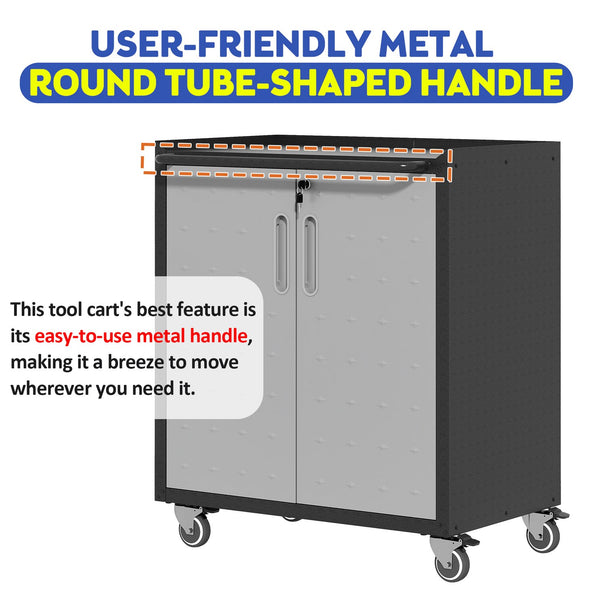 English Elm Heavy-duty Steel Garage Cabinet on Wheels with Locking Doors and Adjustable Shelves T2398P222831