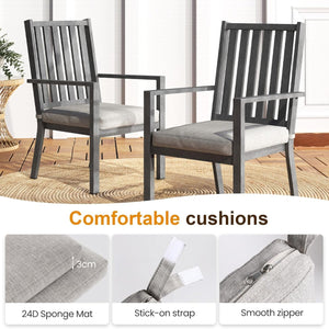 English Elm Set of 2 Outdoor Aluminum Dining Chairs Wood-grain Finish with Waterproof Cushions Gray B082P455141