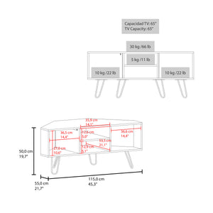English Elm Lancaster Corner TV Stand with Two Shelves & Two Cabinets, Black MDF, Cable Management, Space-Saving Design B200P335349