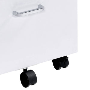 English Elm White White and Chrome 3-Drawer Rectangular File Cabinet with Casters, Sleek Modern Storage Solution for Office Use B062P184520