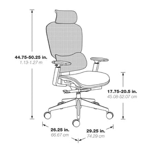 OSP Home Furnishings Mesh Back Ergonomic Manager Chair with Lumbar Support Headrest and Synchro Tilt System 71142MHR-3