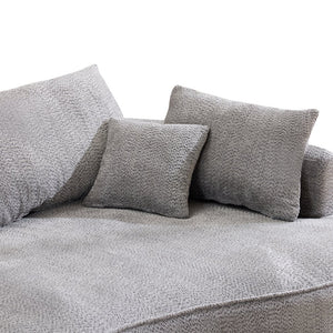 English Elm 124.5-inch Curved Chenille Sectional Sofa with Pillows Deep Seat Living Room Couch Grey W3612S00033