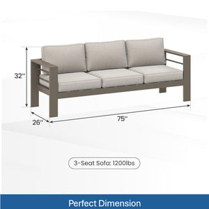 English Elm All-weather Outdoor 4 Piece Iron Conversation Set with Olefin Cushions and Wood Grain Table Beige B082S00103