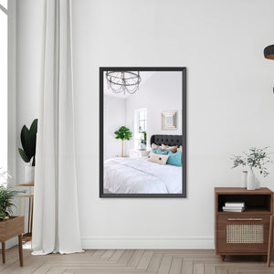 English Elm 48"x32" Oversized Modern Rectangle Bathroom Mirror with Slim Aluminum Frame, Safety Glass, Versatile Mounting Black W708P297670