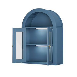 English Elm Wall Mounted Arched Cabinet Tempered Glass Doors Led Lighting Adjustable Shelves Bathroom Turquoise T3210P471552