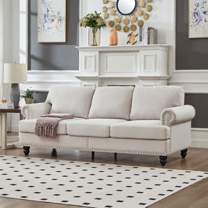 English Elm 83" Modern Classic Three-Seater Sofa with Storage, Upholstered Polyester, Solid Wood Frame, 900lb Capacity Beige W1097S00171