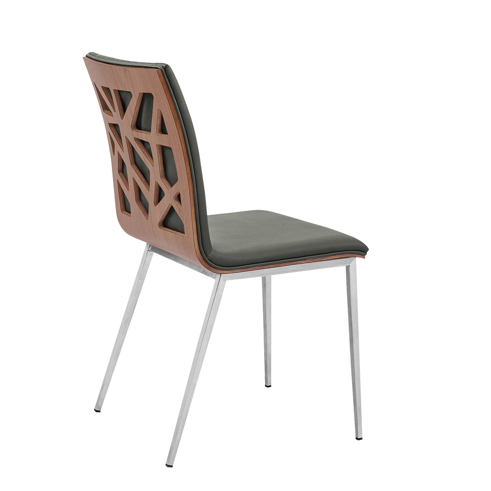 English Elm Crystal Upholstered Dining Chairs Walnut Veneer Back Faux Leather Seat Set of 2 B2736P464885
