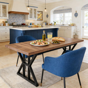 English Elm Woodgrain Walnut Look Bar Height Table with Hexagonal Base for Home Loft Dining T3971P452610