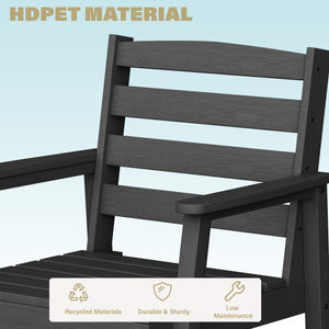 English Elm Single imitation wood grain outdoor dining chair with armrests, waterproof, UV-resistant comfort and durable support Black T3898P371310