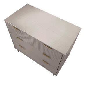 English Elm Granville 38" Dresser In Light Gray - Chic 3-Drawer Storage With Glam Gold Handles & Ribbed Design B365S00079