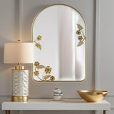 Madison Park Adaline Glam/Luxury Arched Metal Floral Wall Mirror MP95F-0360 Gold