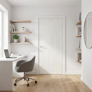 English Elm 36 in Flush Interior Door Slab White Melamine Hollow Core Composite Modern Finish B2763P486368