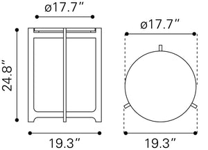 Barmas Side Table White & Silver 110256 Zuo Modern